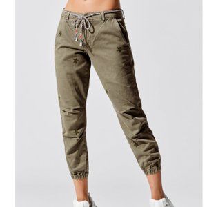 SUNDRY Zip Jogger Star Sz 25 Sulfur Military Ankle
